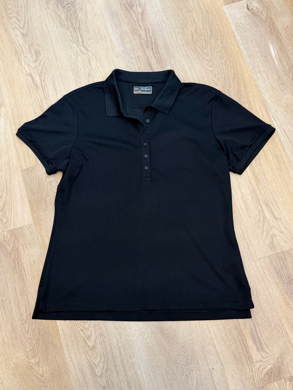Women's Black Short-Sleeve Polo Tee
